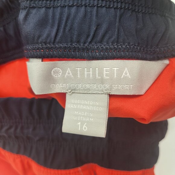 ATHLETA Oahu Colorblock Shorts Womens SZ 16 Orange Blue Summer Beach Athleisure - Picture 3 of 10